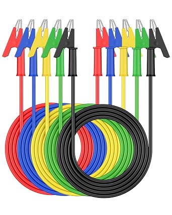 Vibit 5 Pcs Dual Ended Alligator Clip Leads, Alligator Clips Electrical Test Leads, Multimeter Alligator Clips with Wires, 3.3 ft Insulated Alligator Clip Wires, 15A 1000V with Crocodile Clips