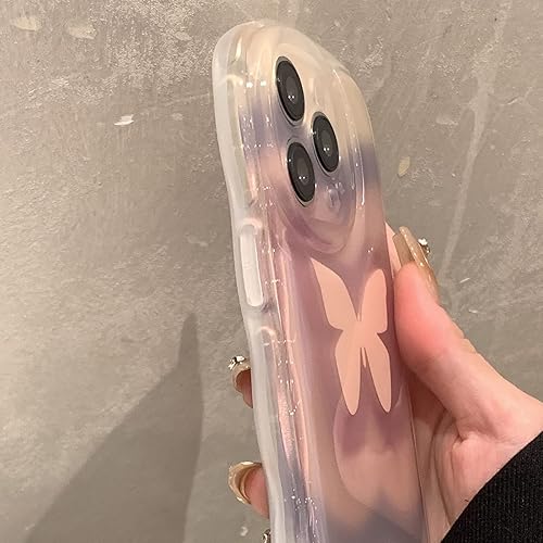 Miniatura 3 de Aeilene Funda de teléfono con diseño de mariposa para iPhone 11 Pro Max, bonita funda de teléfono de mariposa 3D rosa transparente de Corea con