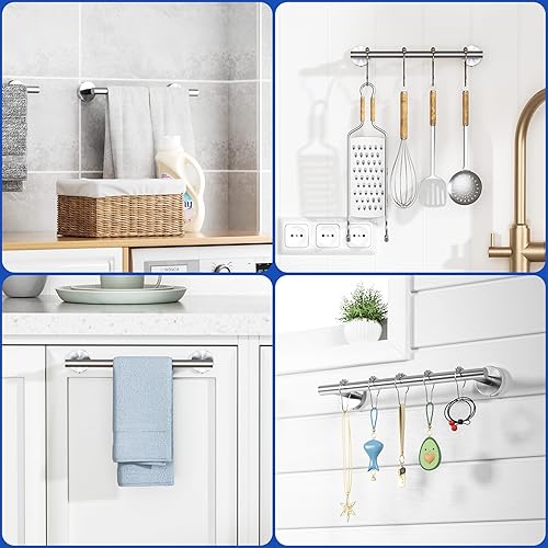 Miniatura 6 de AmazerBath Toallero de baño de 12 pulgadas, toallero de mano para baño montado en la pared, toallero pequeño de acero inoxidable 304 para cocina,