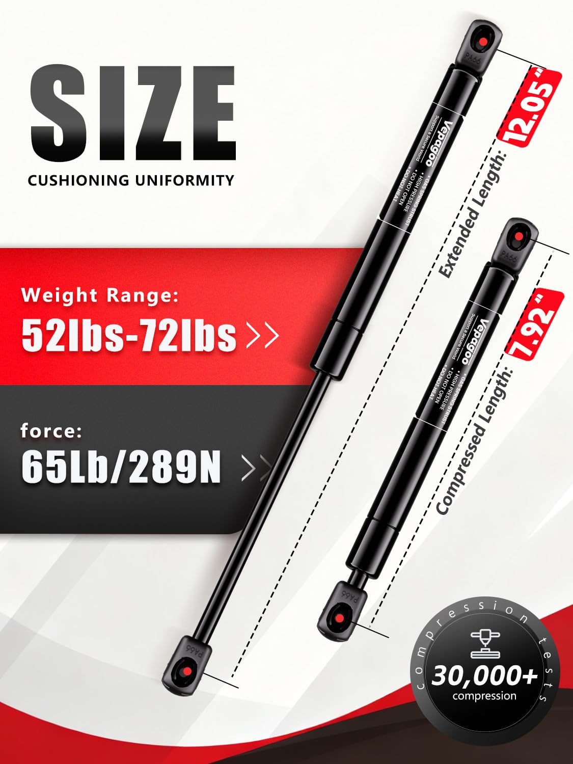 Snapklik.com : Vepagoo C16-25563 12 Inch 65Lb/289N Gas Shock Strut For ...
