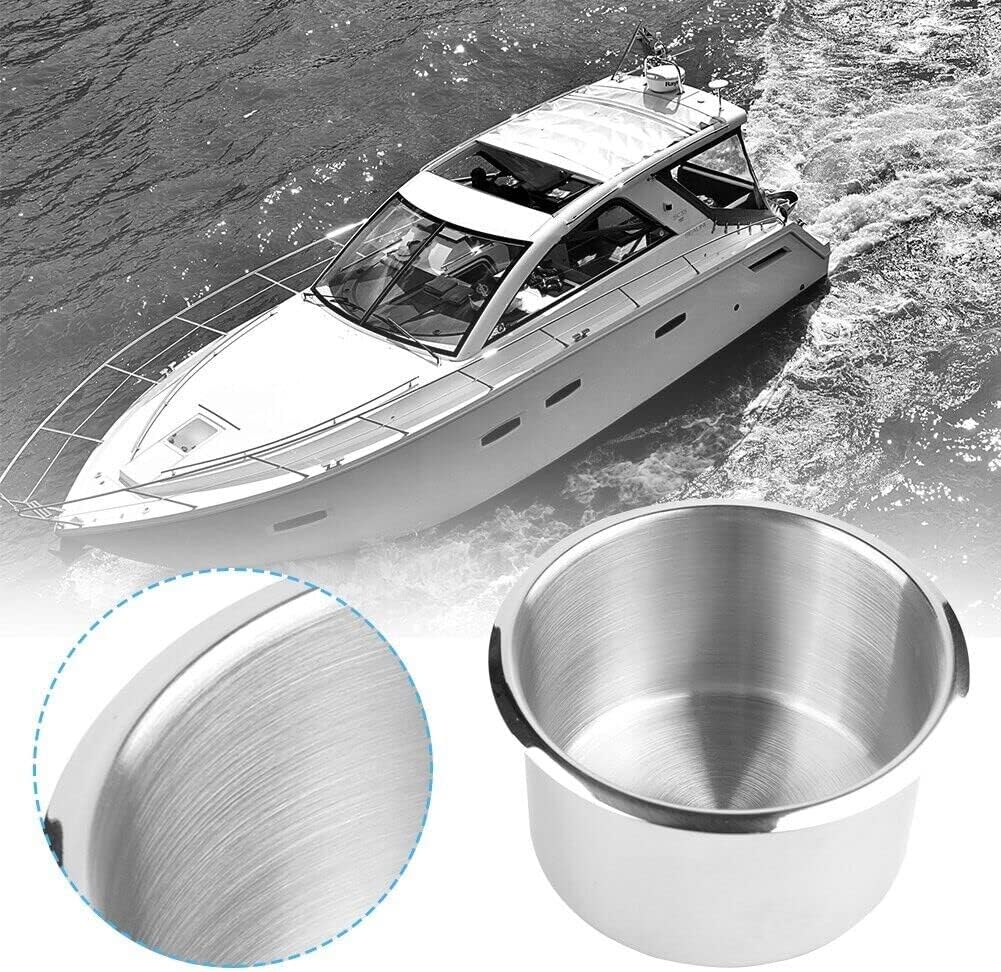 Stainless Steel Cup Drink Holder | Drop-in Anti-Spill Storage Bottle Holder | Replacement Marine Grade, Silver Tone Can for Casino Poker Table, Work Desk and Boats, RV Cars & Trucks image 2