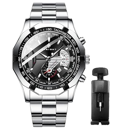 AKNIGHT Watches for Men Quartz Movement Watch?Waterproof Luminous Men's Watch, Stainless Steel Strap Business Watches