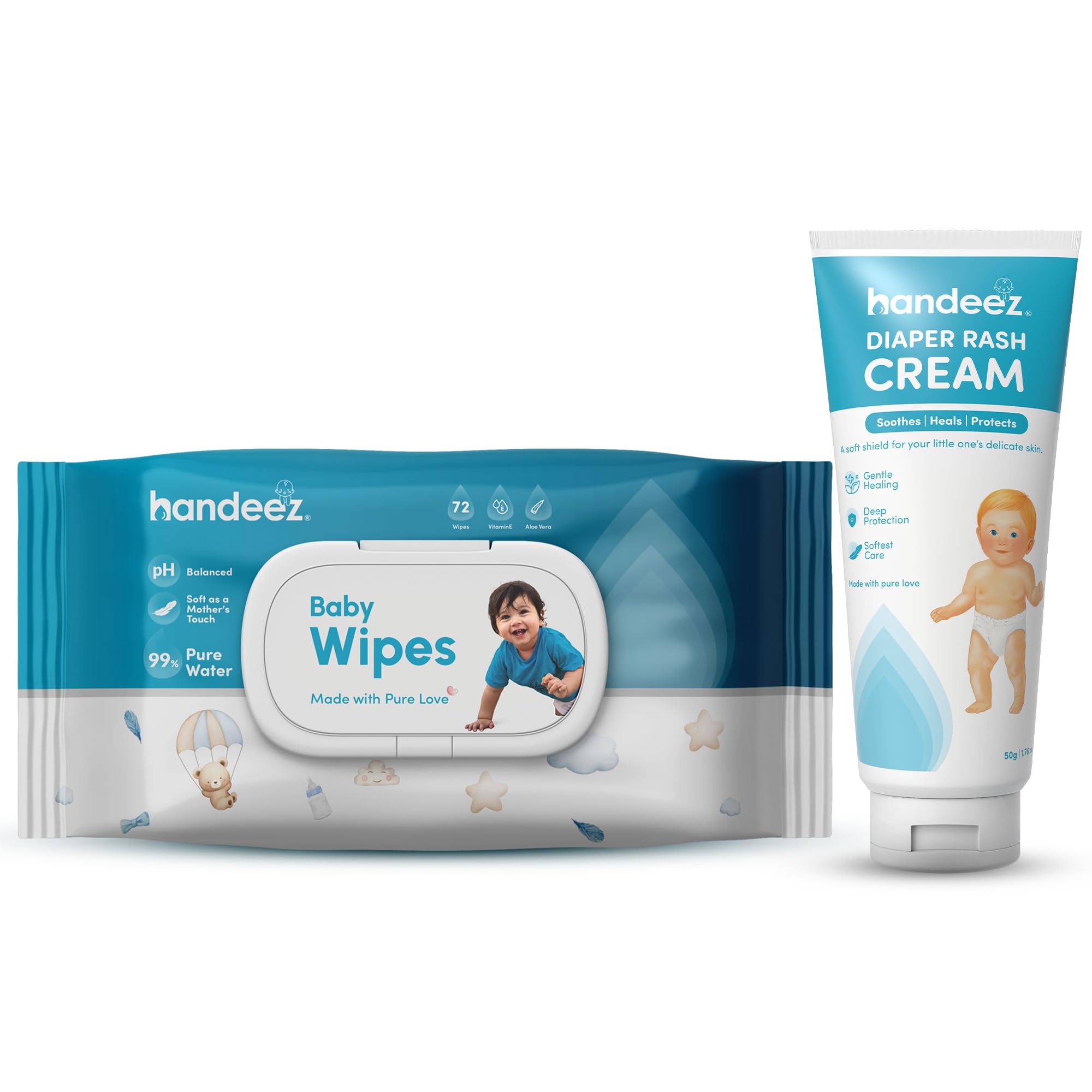Baby Diaper Care Combo | Baby Wipes 72 Count + Rash Cream 50g | Daily Diaper Hygiene & Skin Care Kit for Babies | Gentle Cleaning & Comfort Care-image-48