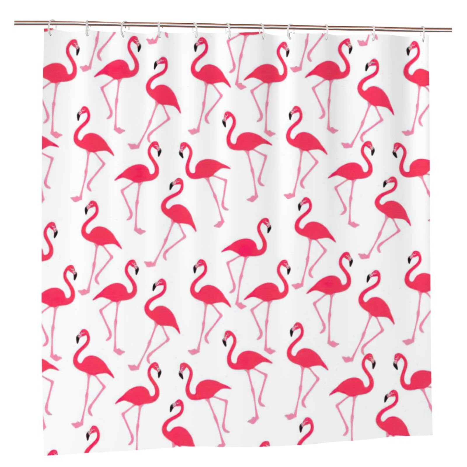 Rideau de douche flamant rose en polyester 183x183 cm avec 12 oeillets