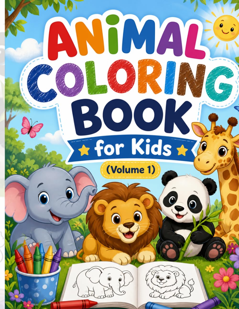 Animal Coloring Book for Kids (Volume 1): Fun and Easy Animal Coloring Pages for Children Ages 4–8 (Volume 1)