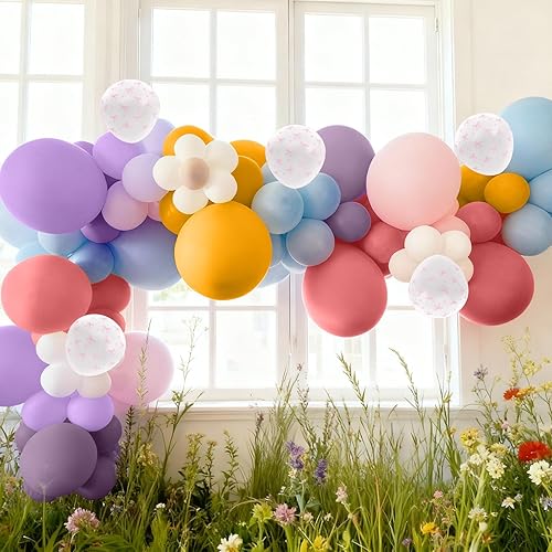 Miniatura 5 de Globos retro arcoíris pastel globos de cumpleaños coloridos colores surtidos, 52 unidades de 12 pulgadas de 12 pulgadas, globos de fiesta de niños,