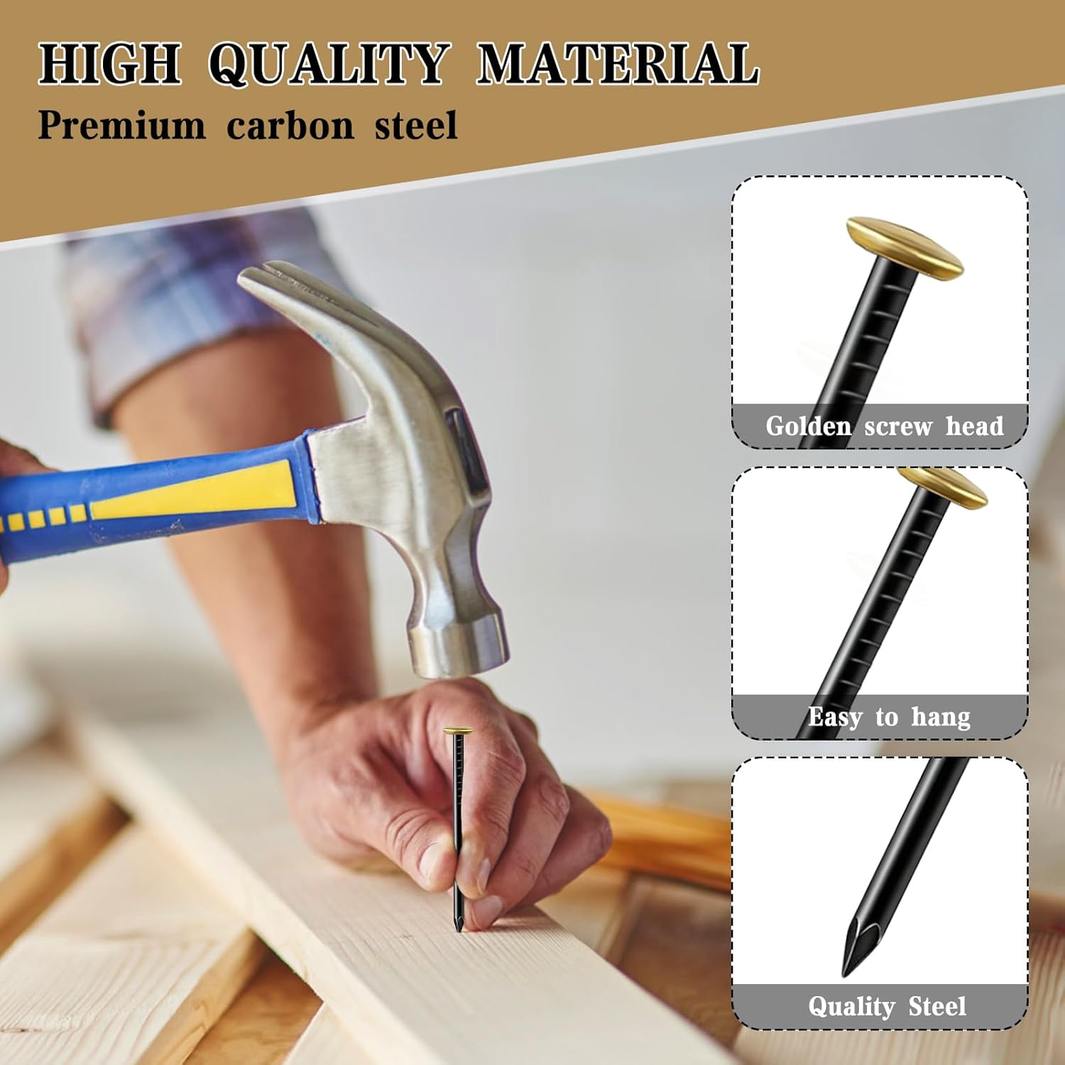 Set of 150 Steel Nails (20/25/30/40 mm) Stainless Steel Nails Picture Nails with Box Nails for Brick Plaster & Wood Stainless Steel Nails No Drilling