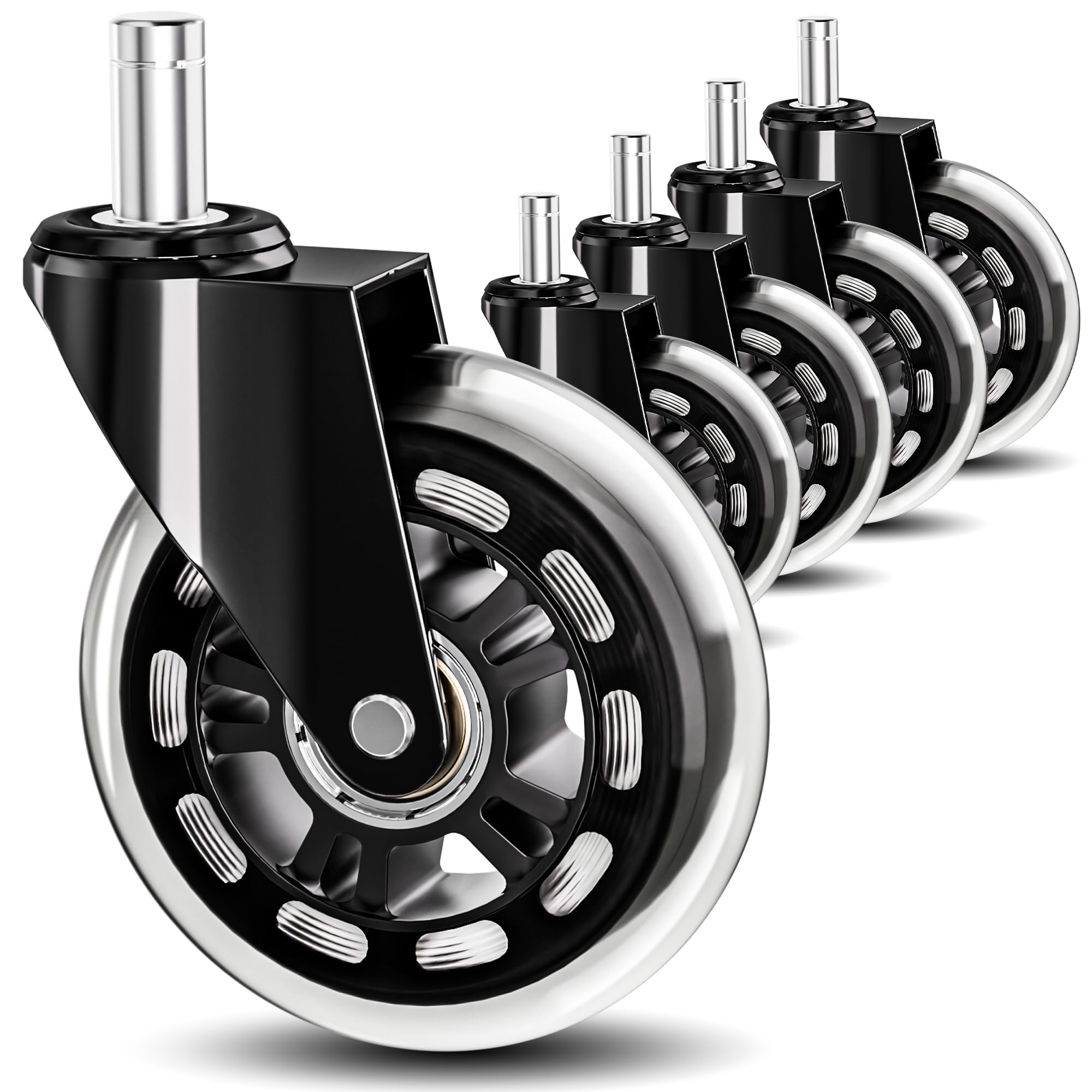 Photo 1 of 10mm 1KEA Office Chair Wheels Casters Replacement 3 Inch Roller Blade Style