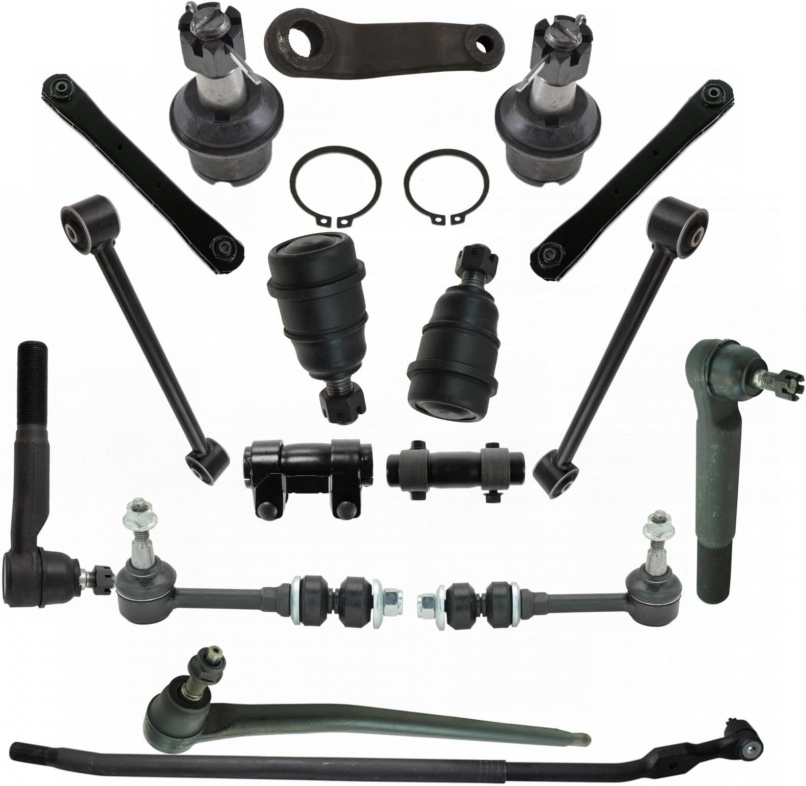 TRQ Front Steering & Suspension Kit Ball Joint Control Arm Drag Link Pitman Arm Sway Bar Stabilizer Link Tie Rod Tie Rod Adjusting Sleeve Compatible with 2003-2005 Dodge Ram 2500 Ram 3500