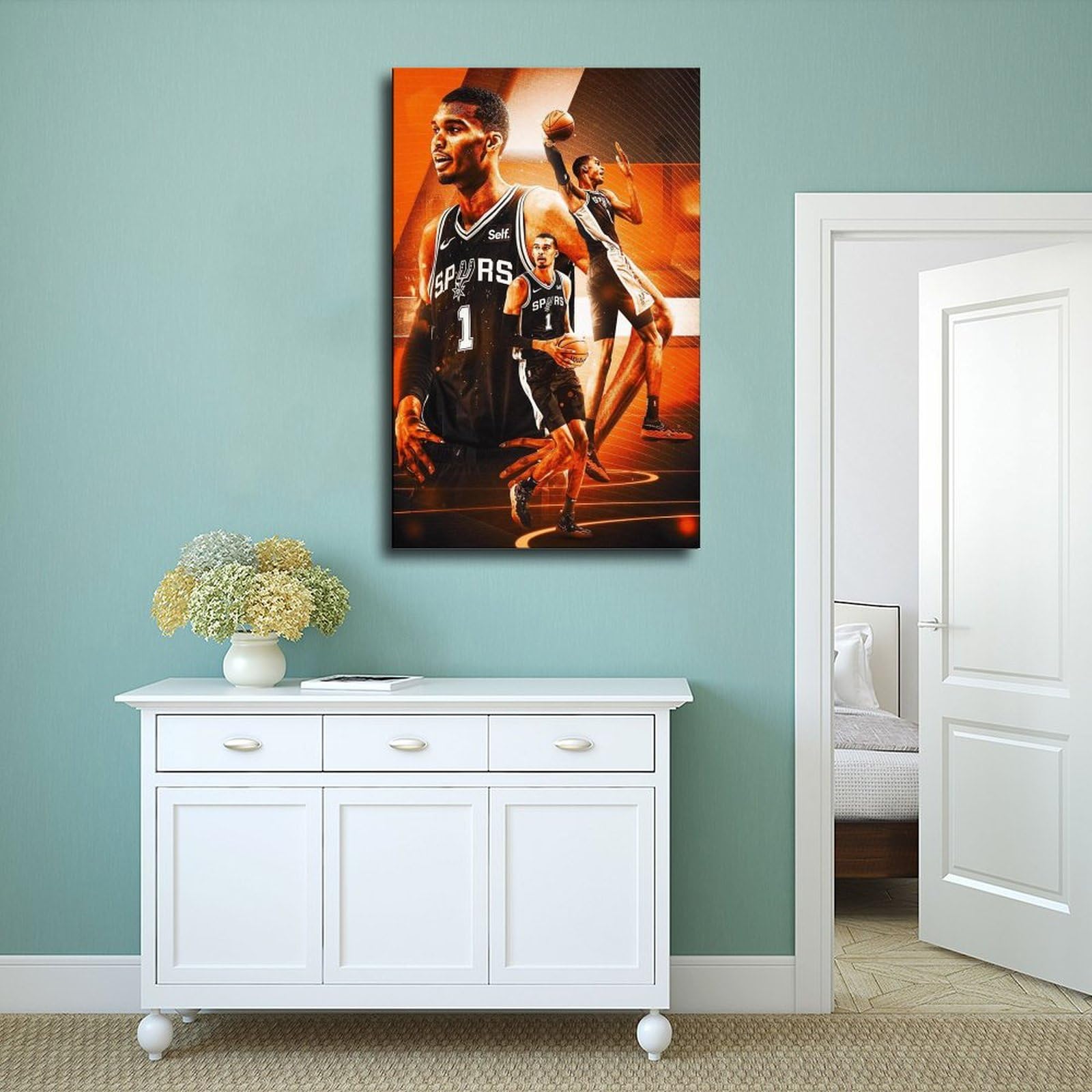 AGHNZ Poster Sur Toile Sans Cadre, Joueur De Basket-ball, Victor Wembanyama, 50 X 75 Cm