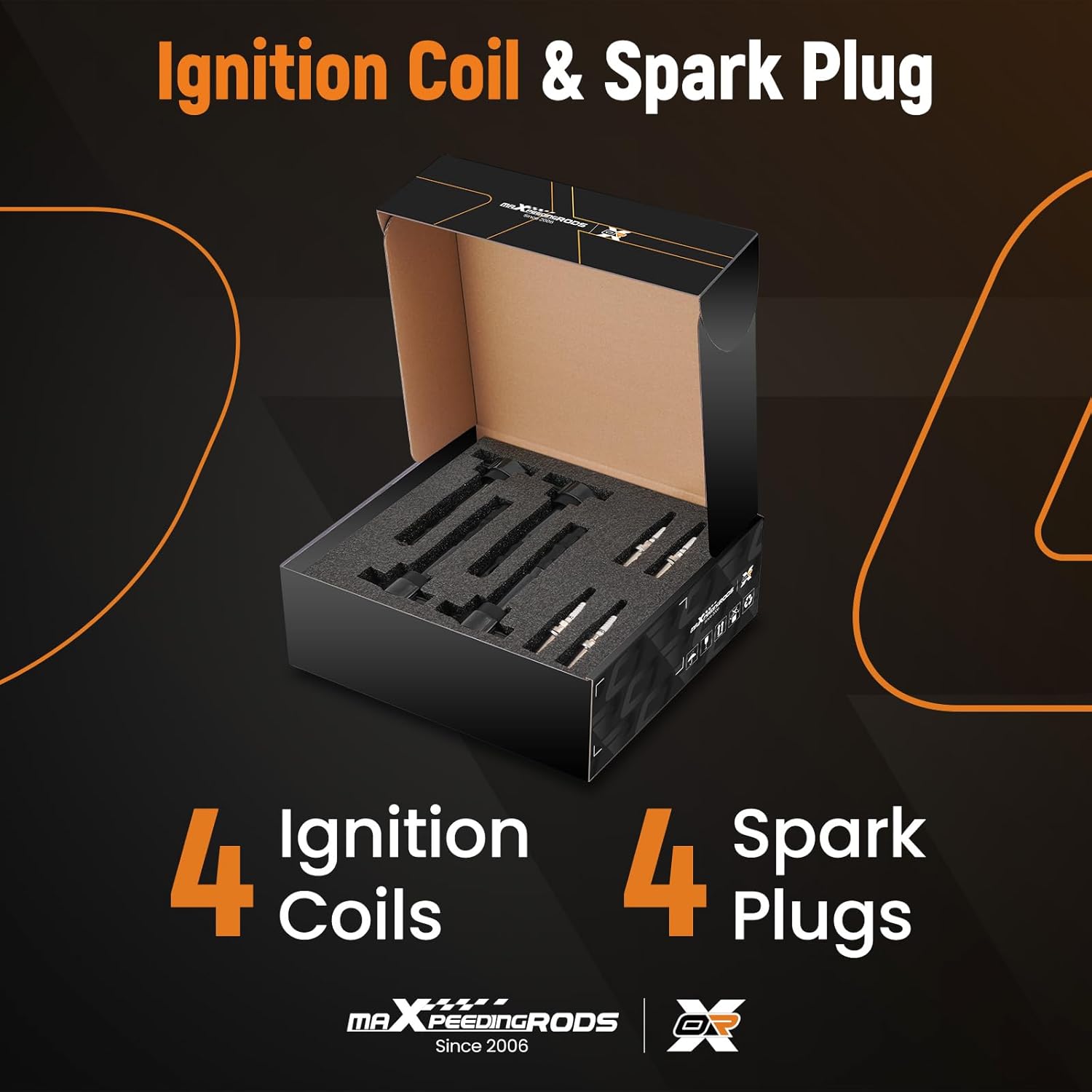 maXpeedingrods UF532 Set of 4 Ignition Coil Pack and Iridium Spark Plugs Fit for Mitsubishi Eclipse 2006-2012 Galant 2004-2012 Lancer Outlander 2004-2006 L4 2.4L Ignition Coil Kit C1504, 5C1504, E1032