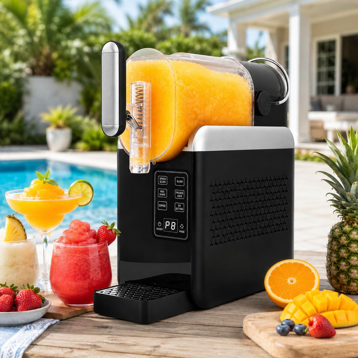 pedenencelia Slushie Machine for Home, No Ice Needed Slushy Machine, 1.8L Chilled Drink Maker & Soft Serve Ice Cream Machine, 6 Preset Modes, LED Display for Milkshakes Frappés Party Drinks Black