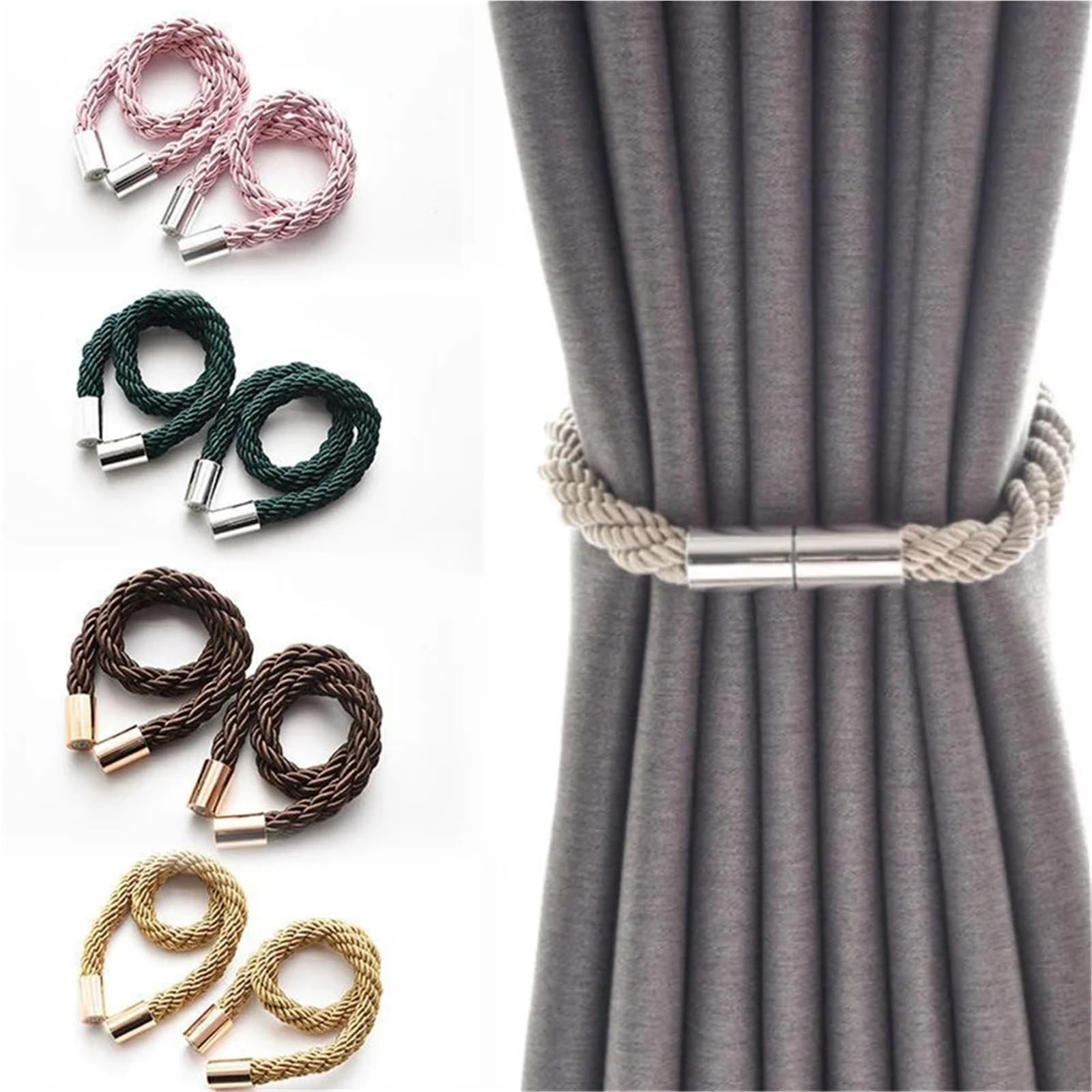 Lot de 10 embrasses de rideaux magnétiques pour rideaux - Fixation sans perforation (couleur 6)