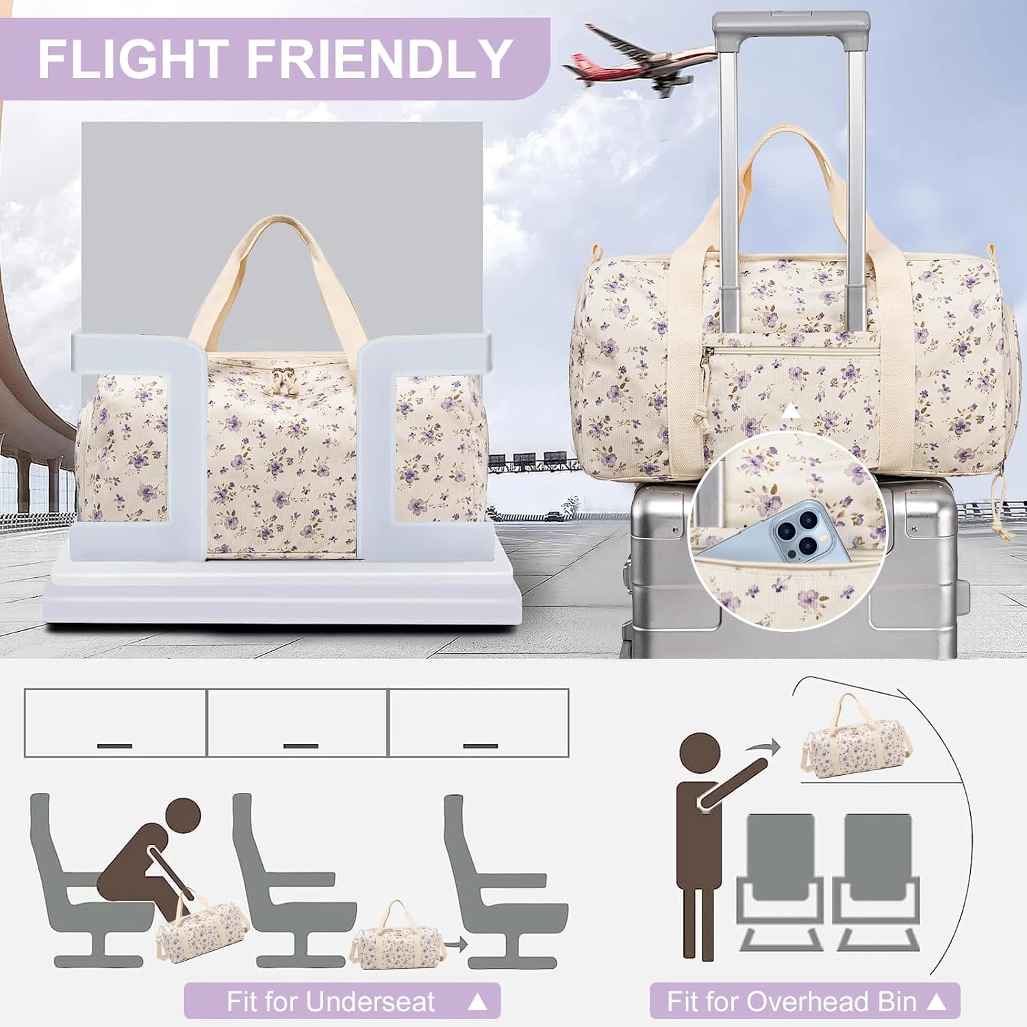 BTOOP Duffle Bag for Gym Sports Women Girls Workout Travel Bag Weekender with Shoe Compartment and Wet Pocket - Image 5