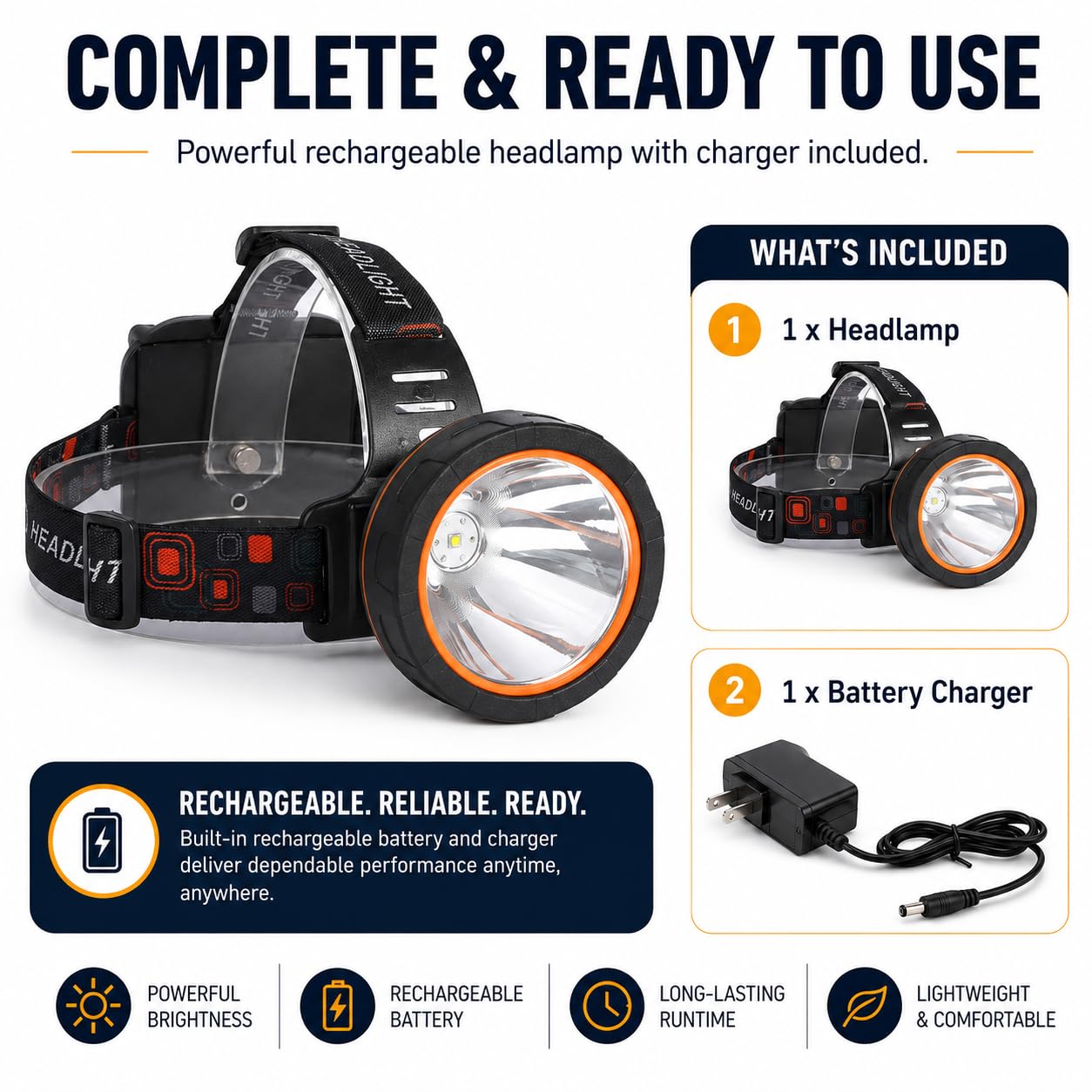 Linterna frontal LED superbrillante recargable por USB
