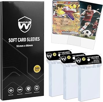 300 Pcs Penny Sleeves - 66x91mm Standard Size Card Sleeves, Top Loaders for MTG, Sports Cards, Acid-Free Non-PVC, Waterproof & Ultra-Clear Protection