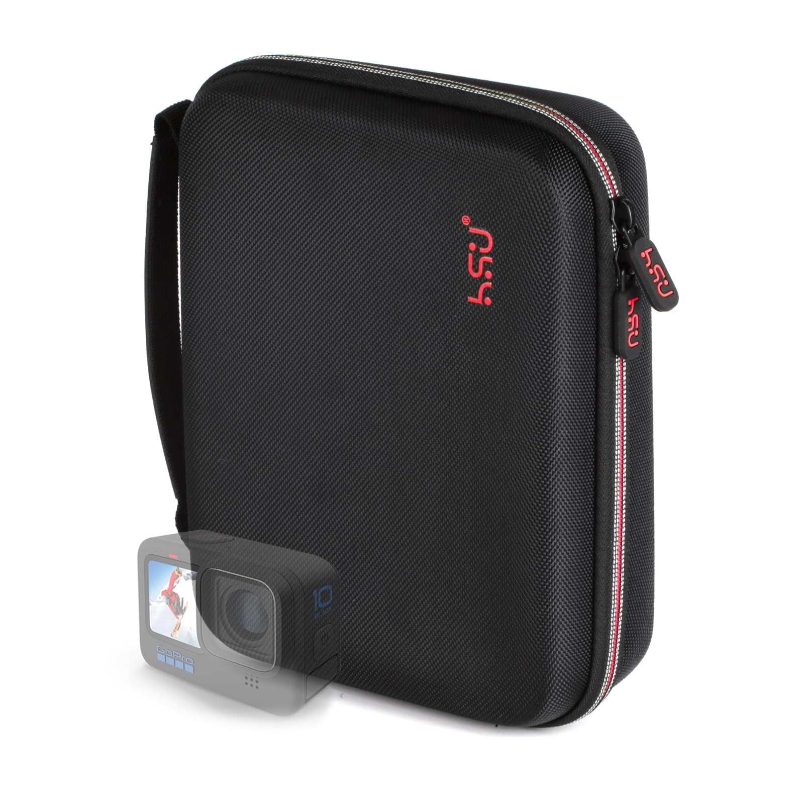 HSU Middle Protective Carrying Case for GoPro Hero 13/12/11/10/9/8/7/6/5 Black, Compact and Safe Action Camera Travel Storage Solution for Adventurers (Middle Size Red)-picture-10