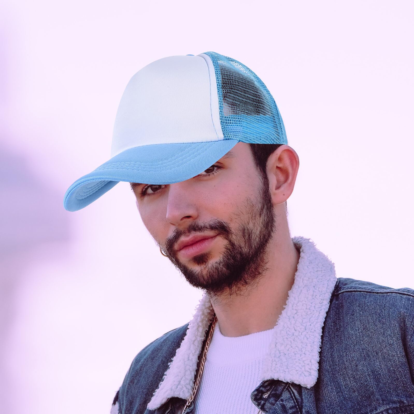 Healvian 10 Gorras de Béisbol de Malla en Blanco de Poliéster Ligeras para Sublimación 10 Piezas Diseño Simple para Manualidades y Actividades al Aire Libre