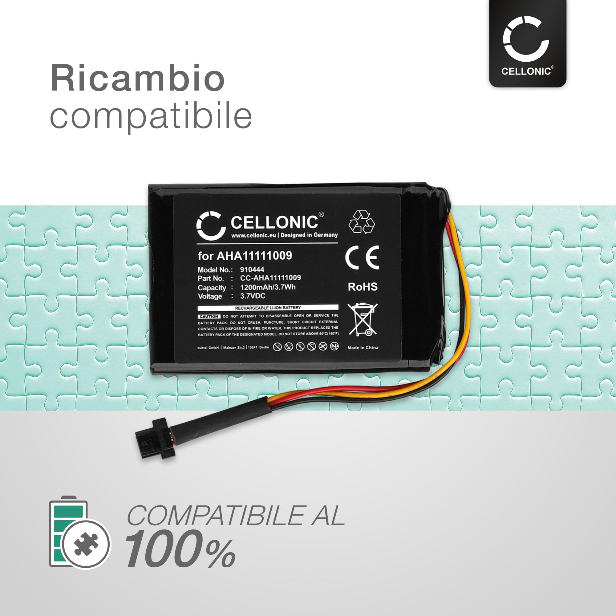 CELLONIC 1x Batteria per Navigatore GPS Compatibile con TomTom Go 600, Go 60, Start 62, VFAS – (1200mAh, 3.7V) + Set di strumenti 17pz