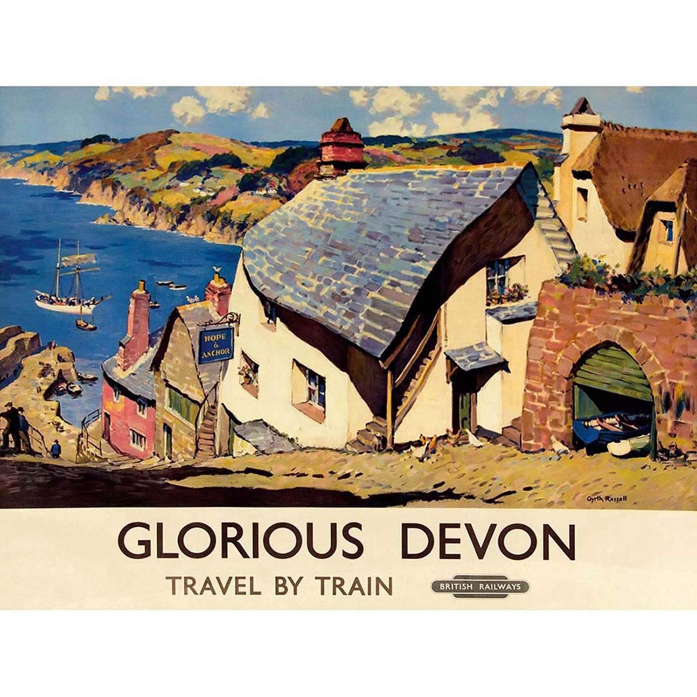 Wee Blue Coo Travel Tourism Transport Railway Glorious Devon Village England UK Art Print Poster Wall Decor 12X16 Inch