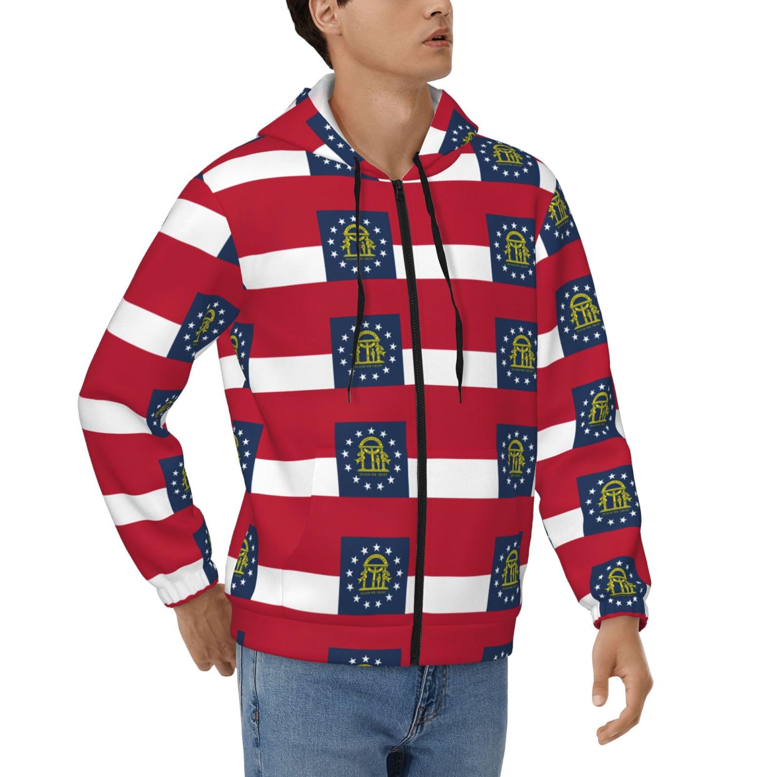 Sweat à capuche zippé à manches longues avec imprimé Géorgie - 8