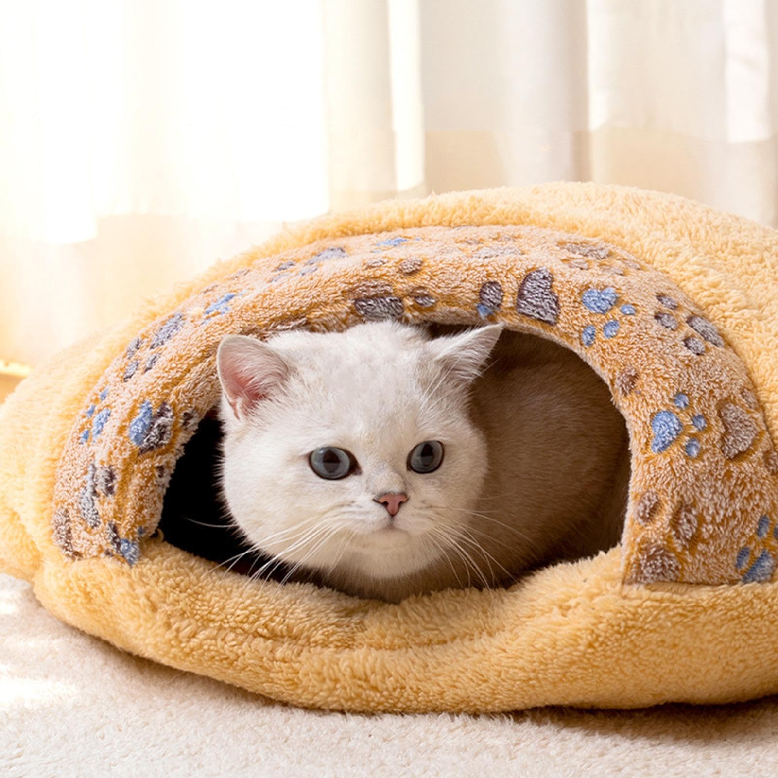 Zasdvn Cat Sleeping Bag Bed, Soft Plush Large Cat Sack For Winter Cosy Cat Bed Cave, Hide Cave Cat Sack Cat Sleeping Bag, Cozy Soft Durable Washable Soft Semi-closed Cat House Bed For Puppy And Kitten