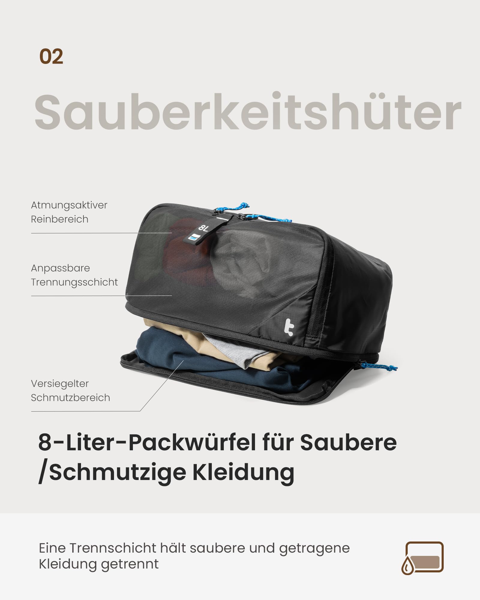 tomtoc Koffer Organizer Set, 3-teiliges Packing Cubes Compression, Geruchsabweisende Packwürfel, Reise Gadgets Kofferorganizer, Travel Essentials Packtaschen, Rucksack Organizer, Urlaub Must Haves
