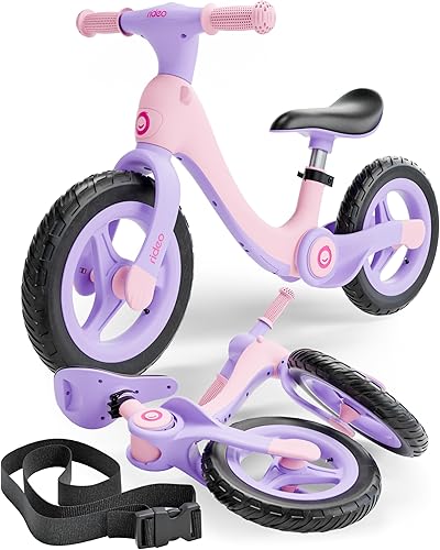 Rideo Bicicleta de equilibrio plegable para niños  Safety First Bicicleta de 12 pulgadas para niños y niñas de 3 a 5 años  Bicicleta de empuje con