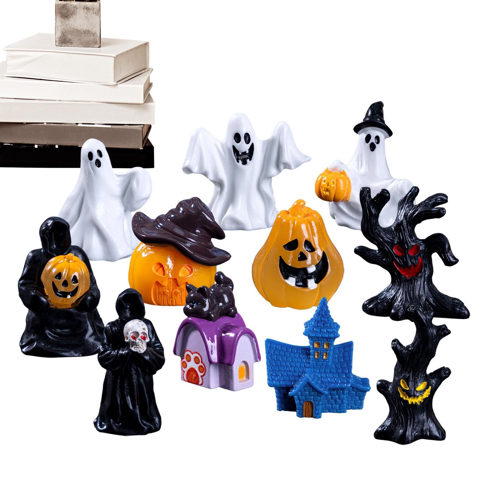 Petites figurines d'Halloween et miniatures gothiques de table - Lot de 11 pièces