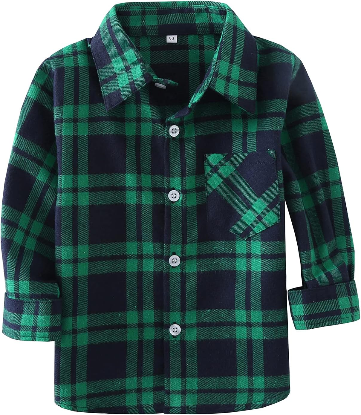 Little Girls' Boys' Long Sleeve Button Down Plaid Flannel Shirt