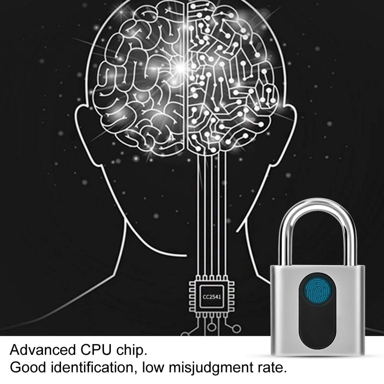 Candado Huella Dactilar Inteligente, Candado Con Huella Dactilar Candado Taquilla Inteligente, USB Recargable Candado De Huellas Dactilare Bloqueo Biométrico Sin Llave Impermeable Para Puerta, Maleta