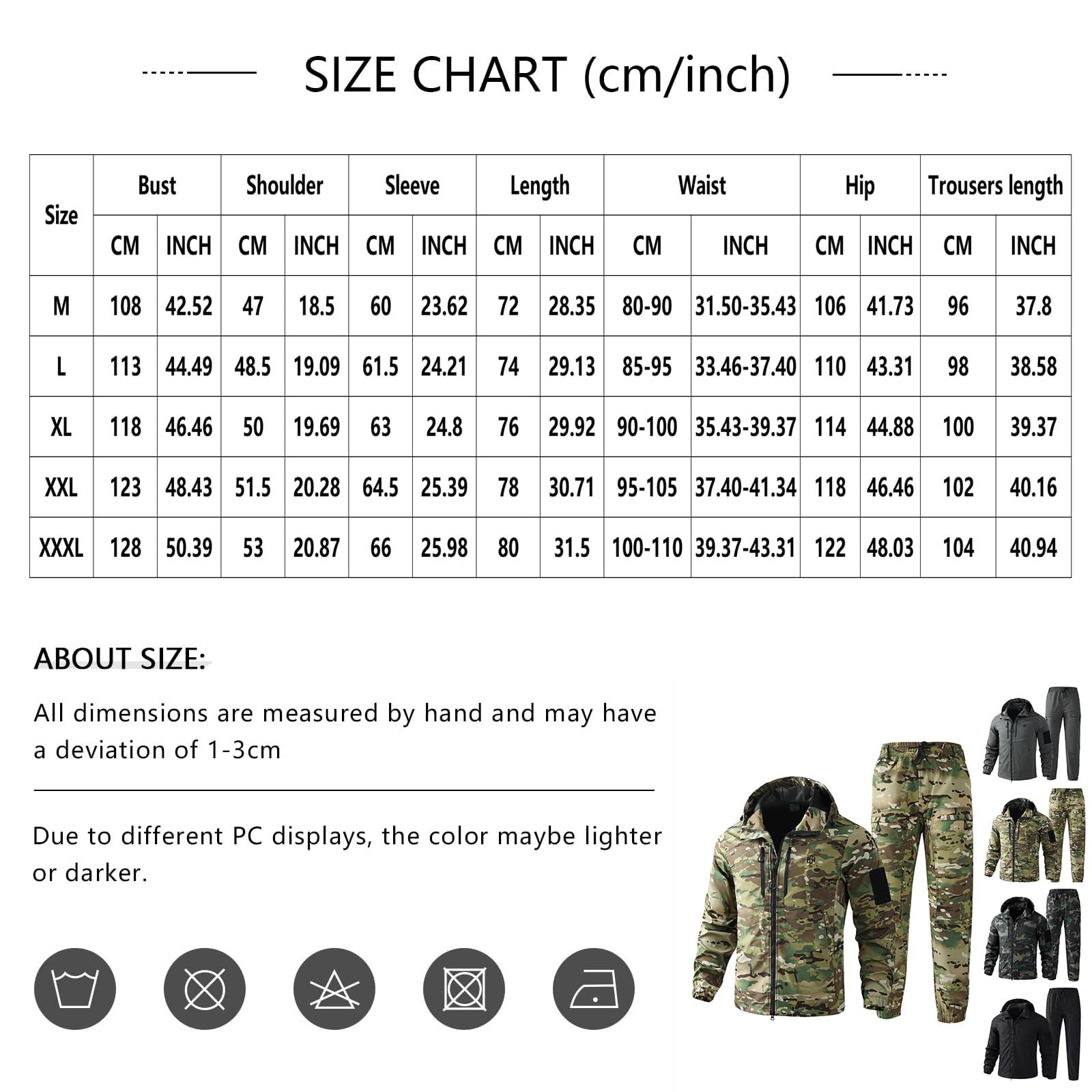 Vêtements De Travail Veste De Chasse Homme Et Pantalon Chantier Peche Chantier Travail Treillis Militaire Homme