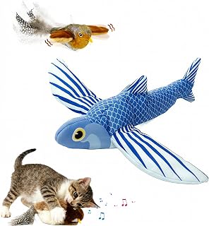 Flapping Bird Cat Toy, Chirping Bird Interactive Toy for Indoor Cats, USB Rechargeable, No Flying, Touch Activated, Fun Exercise Toy for Kitten or Small Dogs