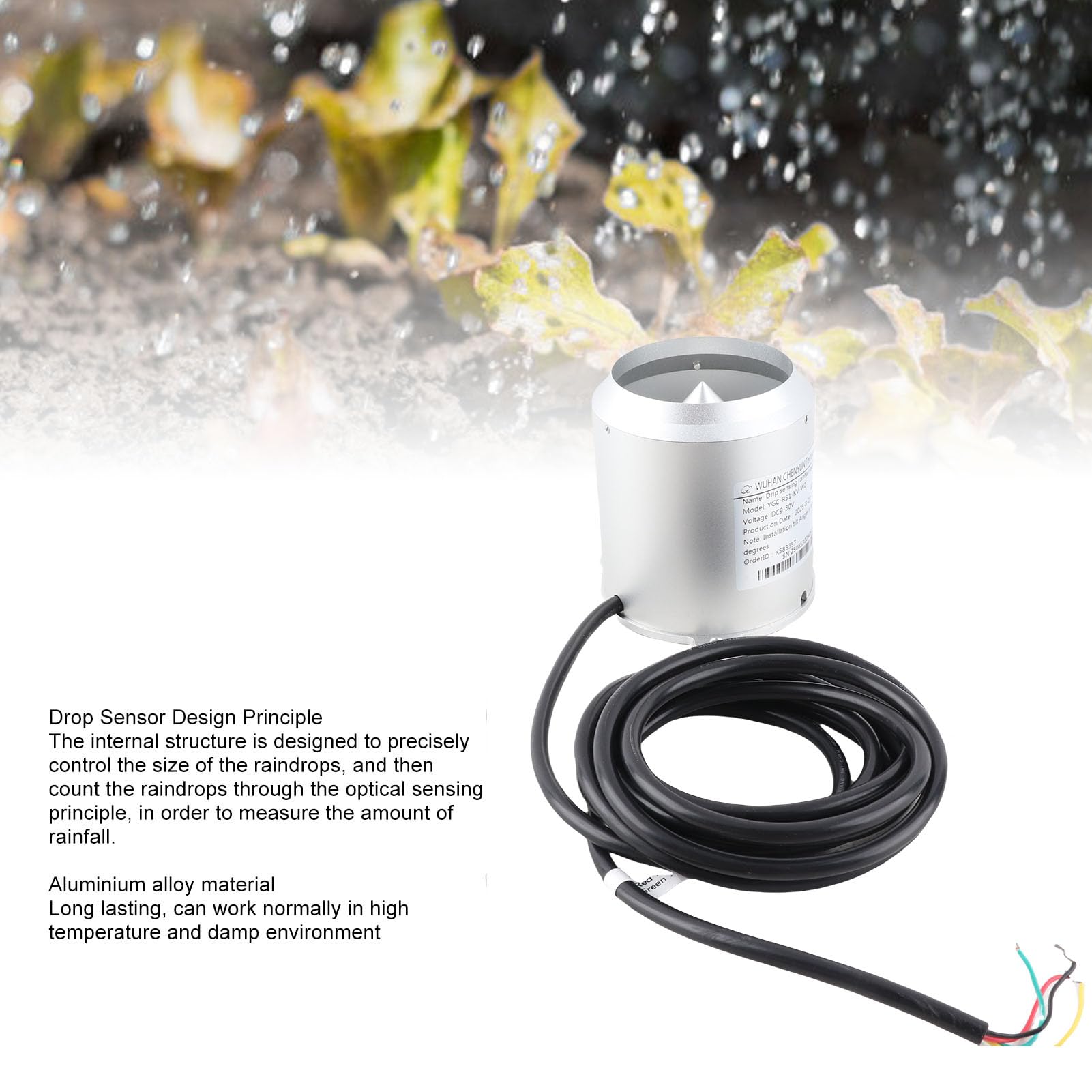 Czujnik deszczu RS485 ze stopu aluminium IP65, moduł czujnika deszczu do monitorowania od 9 do 30 V.