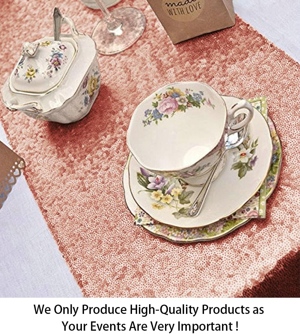ShinyBeauty Sequin Table Runner 12" x 108" Wedding Table Runner Blush Sequin Table Cloth Runner Glitter Table Runner for Party Sequin Table Runner 108 Inches Long Fall Dining Table Runner
