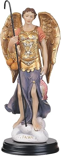 ICE ARMOR Estatua de Arcángel Rafael de 5 pulgadas de alto, figura sagrada de ángel de curación, decoración religiosa, escritorio de oficina, hogar,
