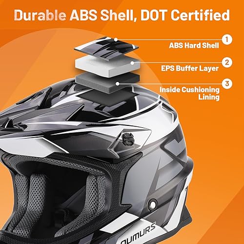 Miniatura 3 de DOT Casco de ATV Dirt Bike para Adultos con Gafas Guantes y Máscara Visera Solar Ajustable Casco de Motocicleta para Adultos Todoterreno Motocross