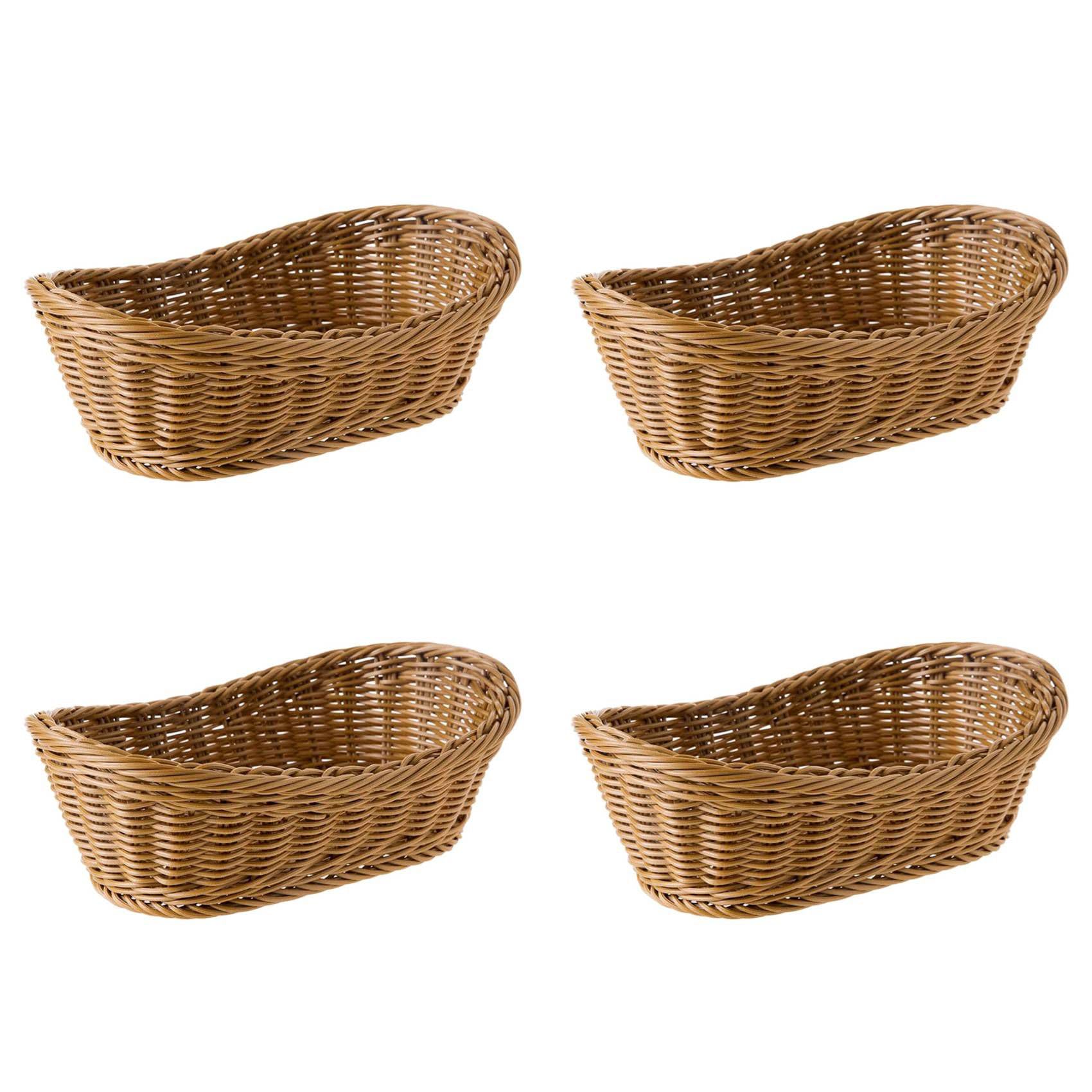 Hndhbfgrt 4X Oval Wicker Woven Basket Bread Basket Serving Basket, 11 Inch Storage Basket