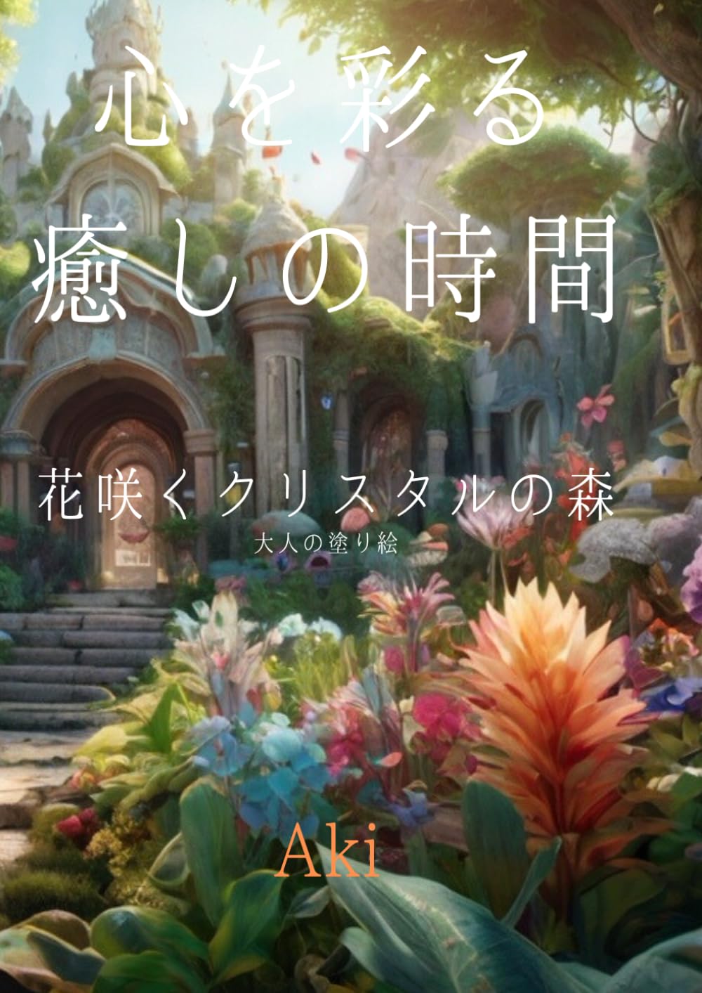 心を彩る癒しの時間: 花咲くクリスタルの森:大人の塗り絵 (Tranquil Lines)