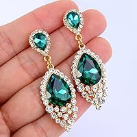 Vista 4 de BriLove - aretes de cristal para mujer, con diseño de lágrima