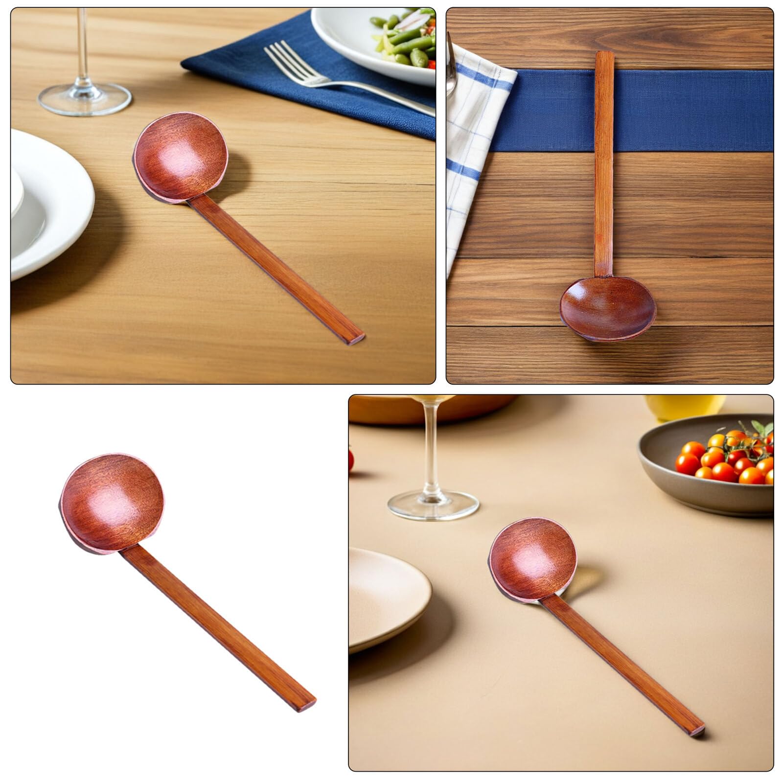 4stücke Holzlöffel für Suppe Japanische Holzlöffel Ramenlöffel Servierlöffel für Heiße Töpfe zum Kochen Mischen und Rühren Langlebige Wiederverwendbare Küchenlöffel