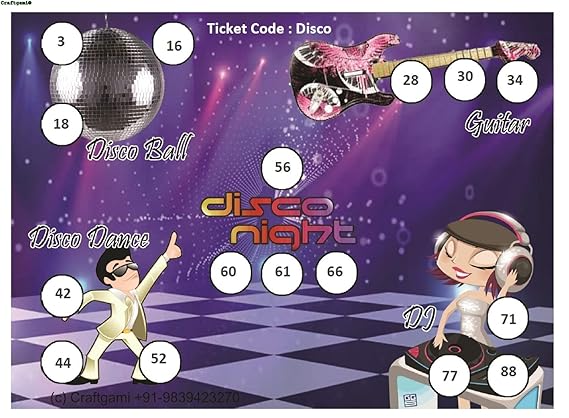 Craftgami - Disco Night Theme Tambola Tickets - Housie Tickets (24 Tickets)