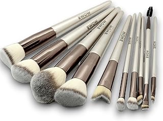Premium Makeup Brushes Deluxe 10pcs Vegan Makeup Brush Set - Travel Friendly Vegan Wrap Case for Beauty Makeup Flawless Application for Full Face – Foundation Brush, Eyes Skincare Tools Complete Set