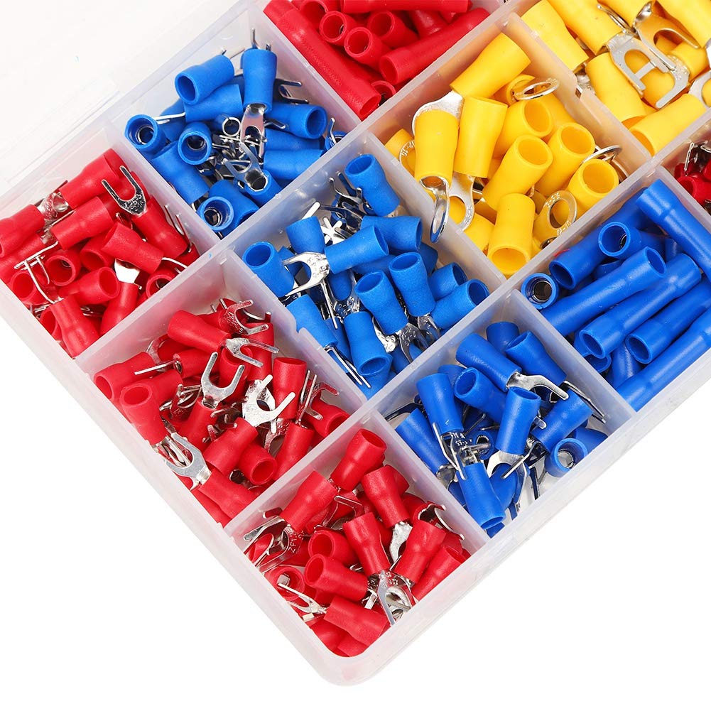 Cold Pressed Terminal, 520PCs Cold Pressed Terminal Insulated Quick Connecting Connector, with Insulating Materials, Electrical Terminals Assortment Kit for Auto Use