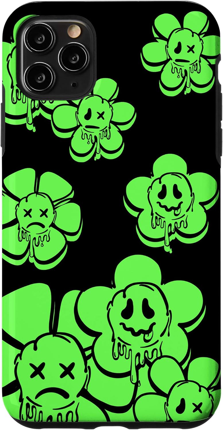 iPhone XR Melting Happy Face Smile Trippy Daisy Sad Face Graffiti Case