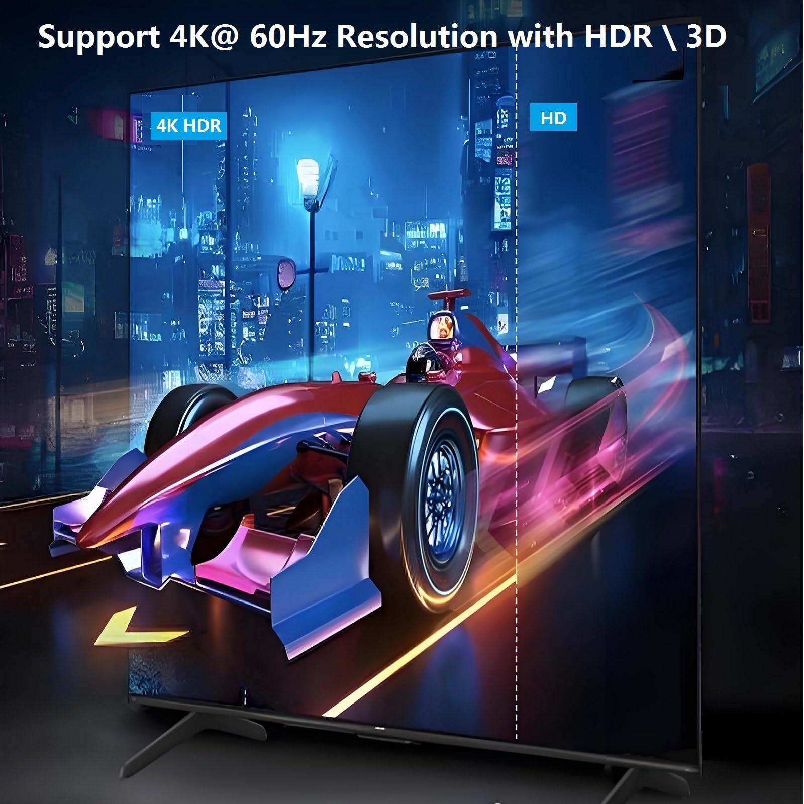 Splitter HDMI 4K a 60Hz 1x4 1 in 4 Out, 4:4:4, 18 Gbps, 4 porte alimentato HDMI 2.0 Splitter supporta scalizzatore automatico, sincronizzazione 4K 1080P, HDR10, 3D, solo schermate duplicazione