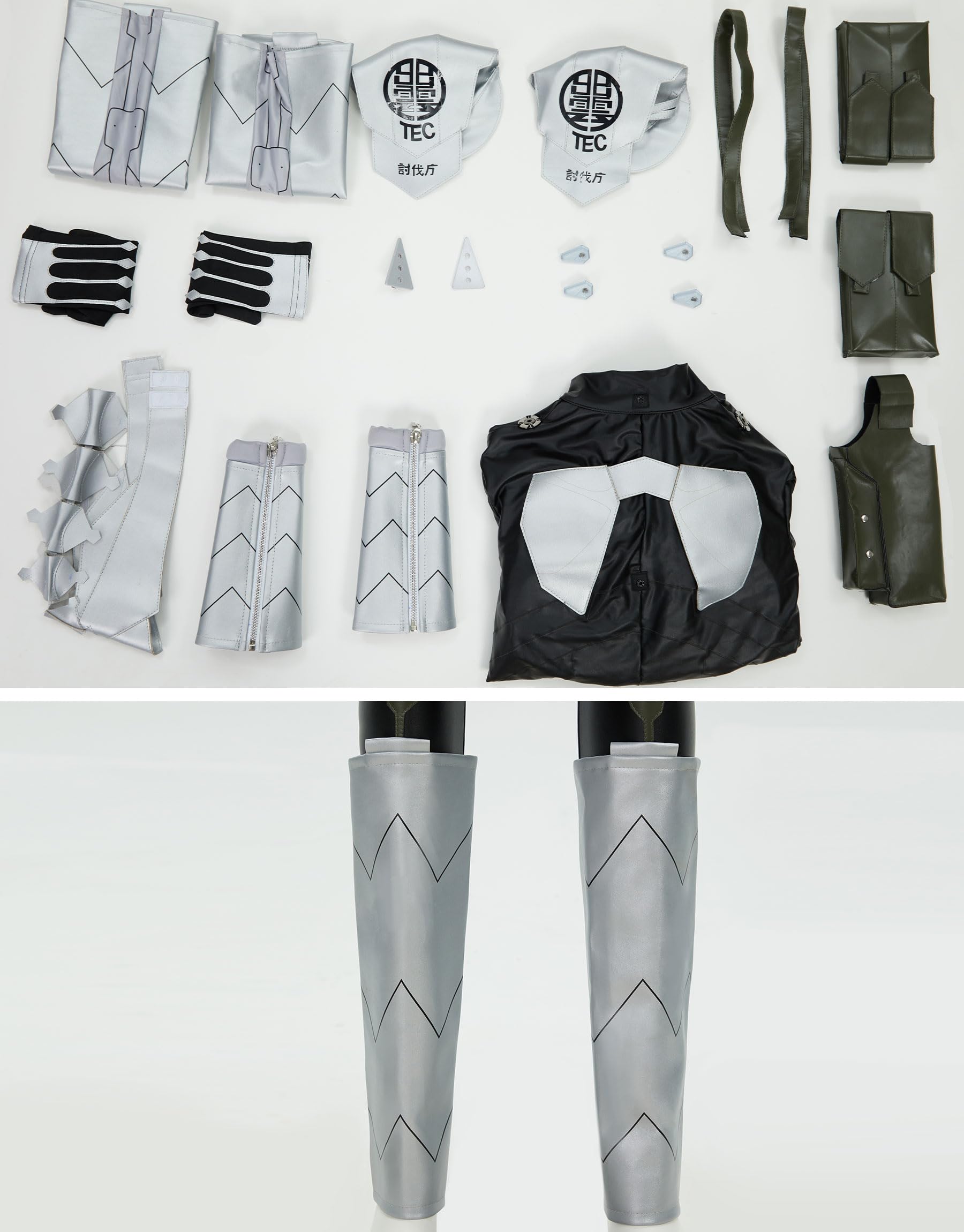 Cosplay.fm Women Anime Cosplay Costume Monster Sweeper Jumpsuit Battle Uniform with Accessories: X-Large Black