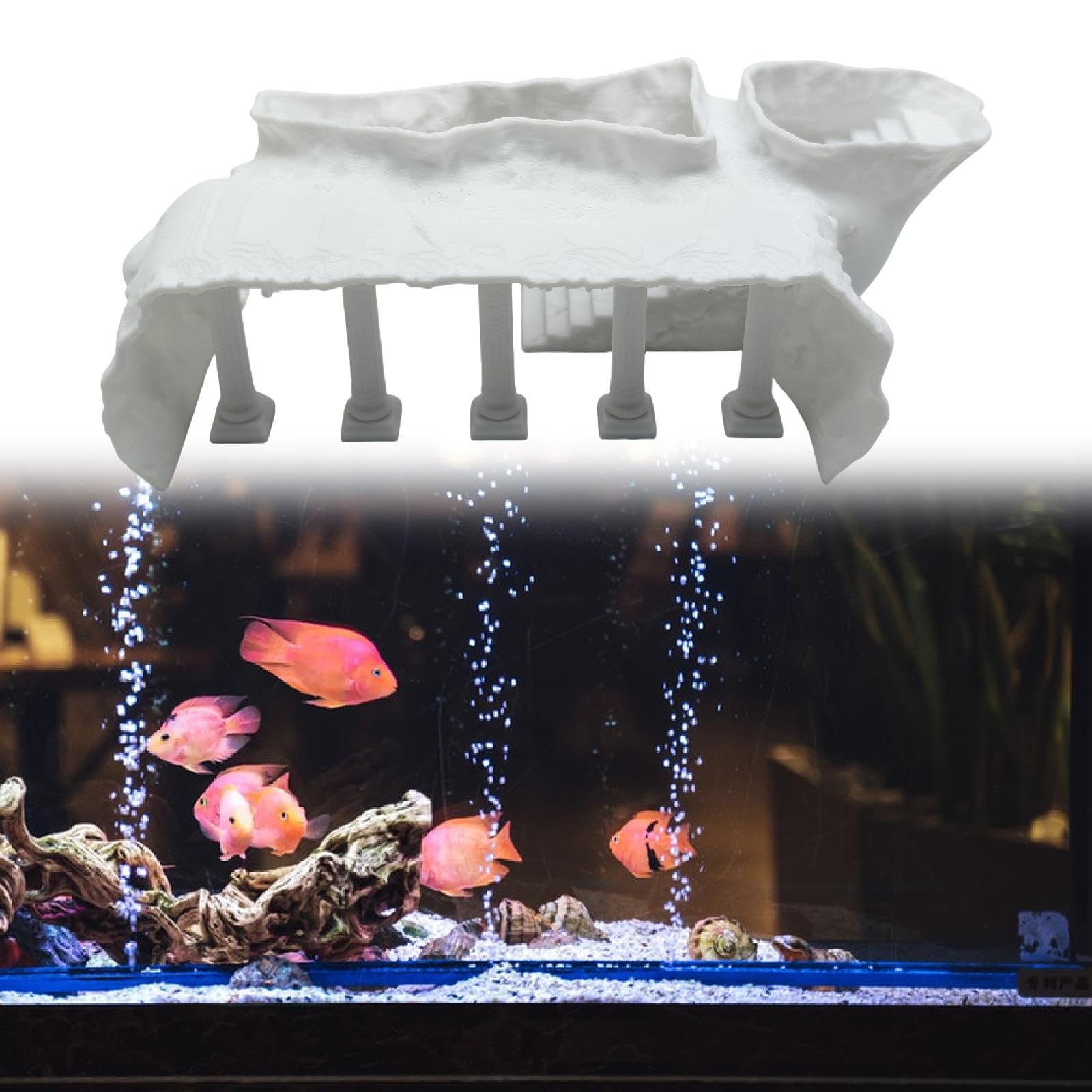 F Fityle Colonne Romaine Souterraine pour Aquarium - Décoration D'aquarium Robuste et Créative - Cachette - Accessoires pour Aquarium (Poissons et Crevette, L White