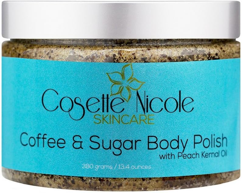 Coffee & Sugar Body Polish and Face Mask ~ ALL-NATURAL Brown Sugar Body & Face Scrub. Stretch Mark, Acne & Cellulite Treatment ~ Helps Reduce Spider & Varicose Veins, Eczema & Age Spots ~ 13.4 ounces