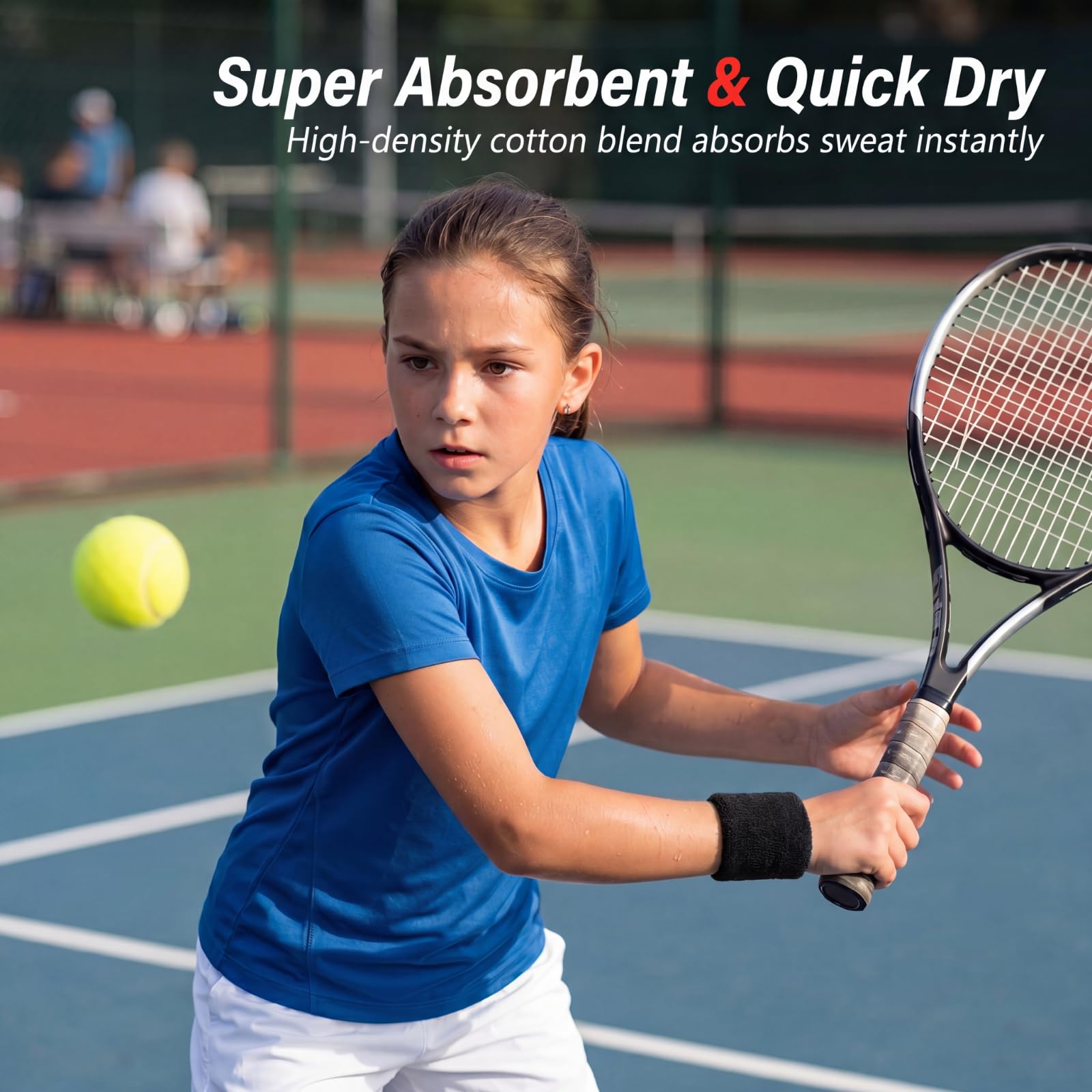 Bawełniane opaski przeciwpotne na nadgarstek, chłonne, sportowe, opaski przeciwpotne na nadgarstki, frotte, opaski na nadgarstek dla mężczyzn, kobiet, tenis, piłki nożnej, koszykówki, baseballu, biegania, siłowni, treningu, czarne, 100 szt